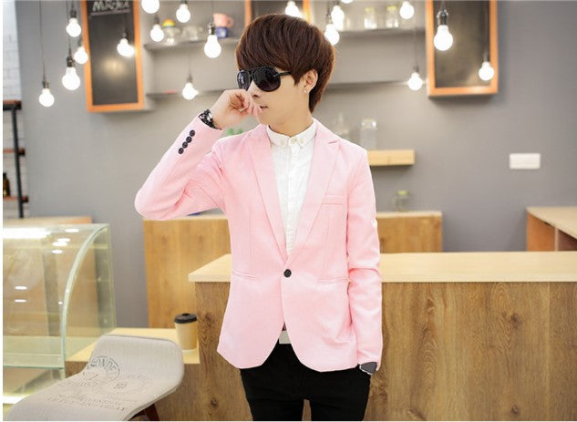 Spring and Autumn Men's Casual Men's Slim Fit Small Suit Fashion England Large Size Youth Jacket Tide Solid Color