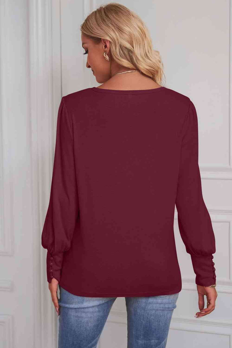 Round Neck Puff Sleeve T-Shirt