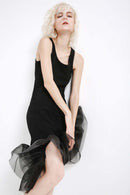 Sleeveless Scoop Neck Spliced Tulle Dress