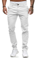 Men's solid color straight casual slim trousers