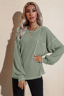 Contrast Stitching Waffle Top