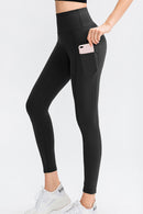 Elastic Waistband Yoga Leggings with Hidden Pocket