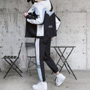 Hooded color sweater two-piece suit