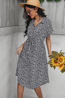 Ditsy Floral Tie-Waist Half Button Dress
