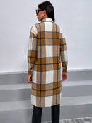 Plaid Button Down Collared Neck Shirt Jacket