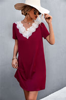 Two-Tone Lace Trim Spliced Dress