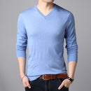 Long-sleeved Solid Color Casual Young Men's Bottoming Shirt