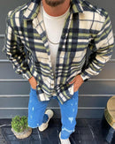 Men's Fashion Plaid Lapel Long Sleeve Shirt