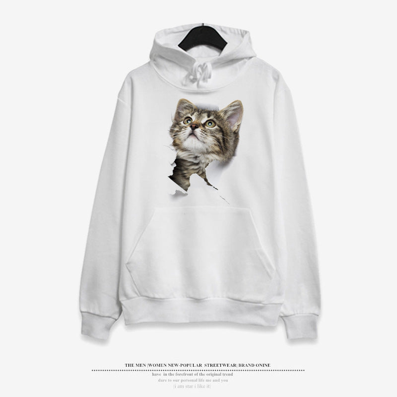 Three-dimensional cat print hoodie