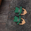 Wooden Hat Shape Dangle Earrings