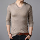 Long-sleeved Solid Color Casual Young Men's Bottoming Shirt