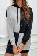 Two-Tone Dropped Shoulder Hooded Dress