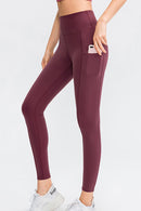 Elastic Waistband Yoga Leggings with Hidden Pocket