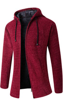 Pure Color Plus Velvet Fashion Hooded Knitted Sweater Coat