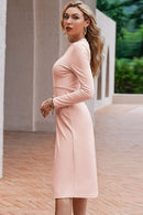 Round Neck Button Detail Dress