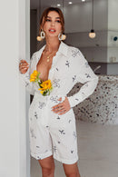 Printed Shirt and Cuffed Bermuda Shorts Set