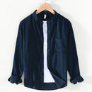 Mens Corduroy Long Sleeve Stand Collar Shirt