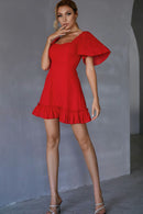 Ruffle Hem Flutter Sleeve Mini Dress