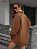 Button Down Curved Hem Teddy Jacket