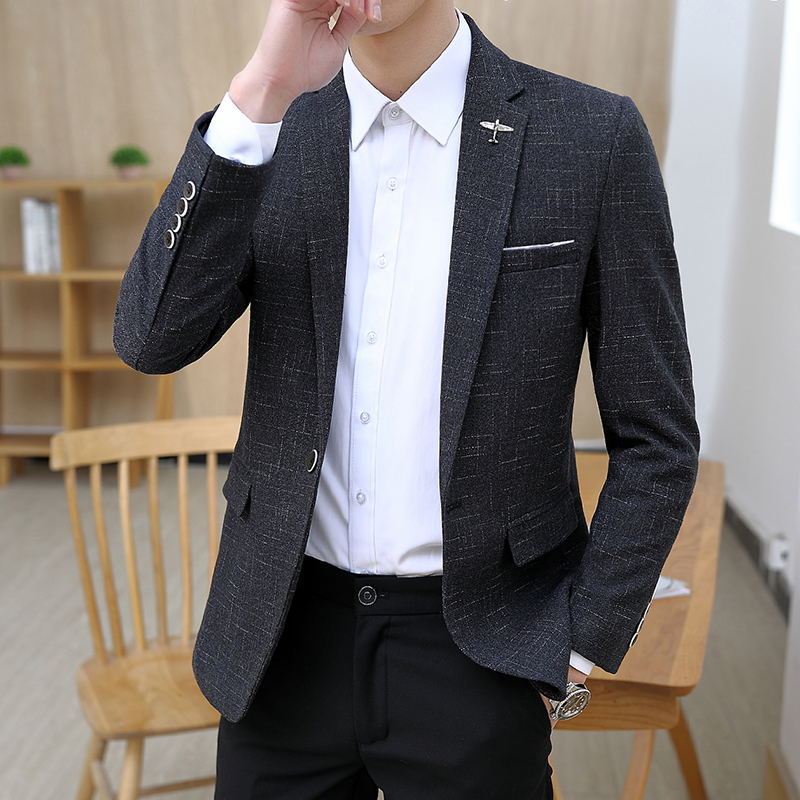 Small Suit Men's Thin Slim-fit Dark Pattern Jacket