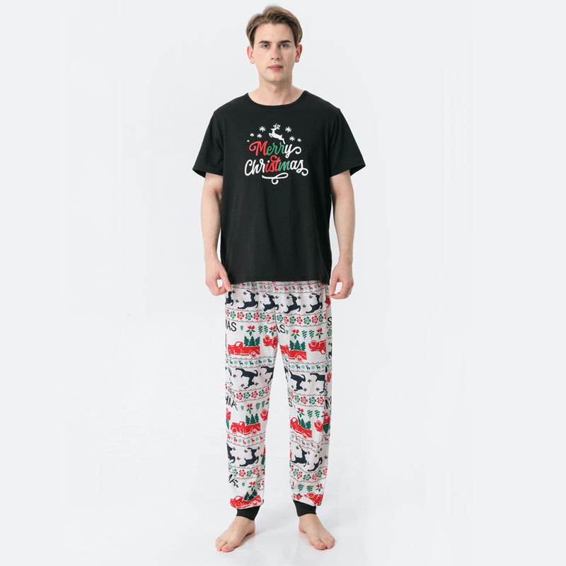 Men MERRY CHRISTMAS Graphic Top and Printed Pants Set