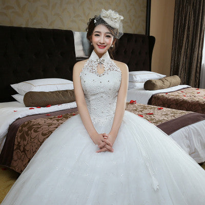Bridal wedding lace hanging neck slim slimming wedding photo studio wedding dress