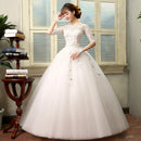 2021 word shoulder collar sleeves Korean version Qi bride bride large size Slim wedding dress tail
