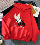 Plus Velvet Women's Print Sweater With Hooded