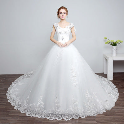 Bride wedding wedding Korean fashion Princess trailing wedding dress 2021 new lace strap wedding dress