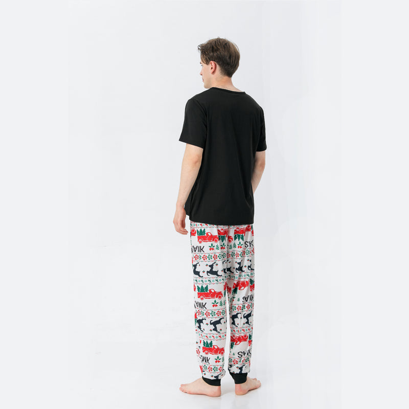 Men MERRY CHRISTMAS Graphic Top and Printed Pants Set