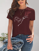 Dog Graphic Round Neck T-Shirt