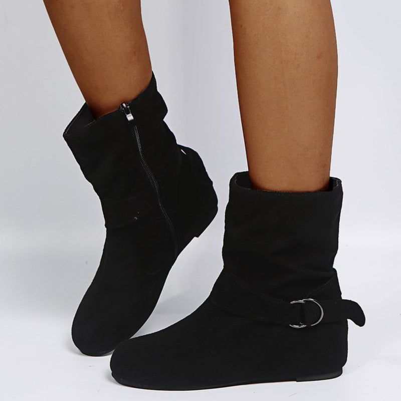 Side Zipper Suede Boots