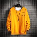 Men's Smiley Print Round Neck Pullover Casual Sweater