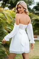 Swiss Dot Off-Shoulder A-Line Mini Dress