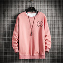 Men's Smiley Print Round Neck Pullover Casual Sweater
