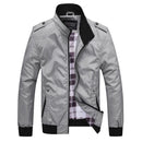 Men Jacket Casual Bomber Zipper Coat Solid Colors Windbreaker Outerwear
