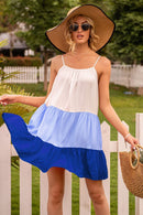 Color Block Ruffle Hem Tiered Dress