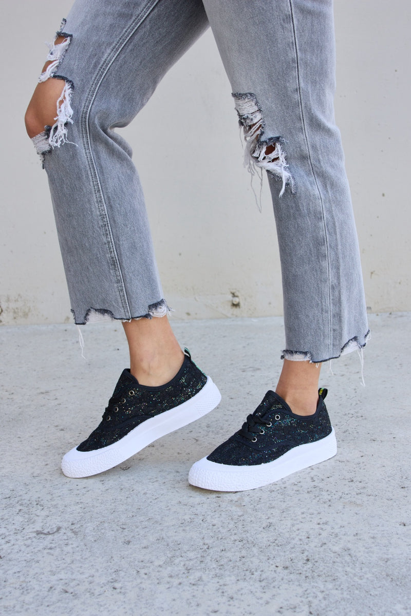 Forever Link Sequin Lace-Up Platform Sneakers