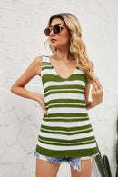 Striped V-Neck Knit Tank