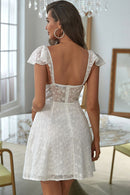 Flutter Sleeve Low-Back Lace Dress