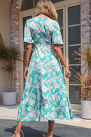 Floral Twisted V-Neck Midi Dress