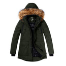 Men's warm padded jacket with large fur collar