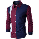 Men's pointed collar long sleeve spliced shirt