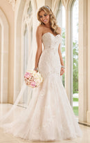 Trailing wedding dress tube top lace wedding dress