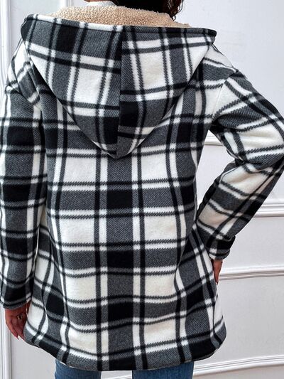 Plaid Open Front Dropped Shoulder Jacket