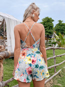 Backless Belted Crisscross Romper