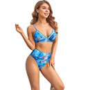 Feminine Print High-Waisted Split Swimwear