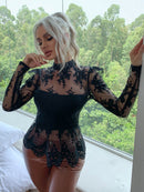 Embroidered Puff Sleeve Peplum Top