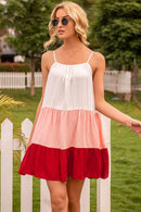 Color Block Ruffle Hem Tiered Dress
