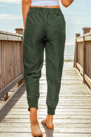 Elastic Waist Cropped Jogger Pants with Pockets